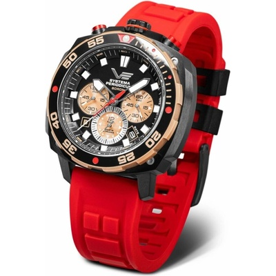 Vostok Europe VK67/650E721 Červený silikonový řemínek