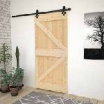 vidaXL Преплъзваща се врата 90 x 210 cm Масивна борова дървесина (3444859)