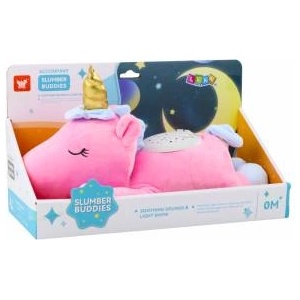 LEAN Toys Plush Unicorn Sleeping Cuddly Toy Projector Sound Noise Pink