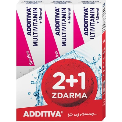 Additiva Multivitamín 2+1 broskyňa šumivé tabliety 3 x 20 ks