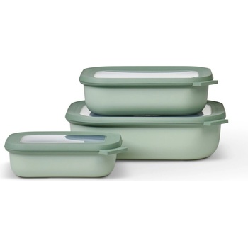 Mepal Контейнер за съхранение на храна CIRQULA RECT L, комплект от 3 бр. , северна салвия, пластмаса, Mepal (MPL04147H)