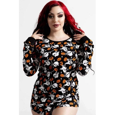 KILLSTAR Дамска тениска с дълъг ръкав (пижама) KILLSTAR - Haunted Pumpkin - Черна - KSRA004600