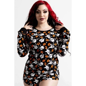 KILLSTAR Дамска тениска с дълъг ръкав (пижама) KILLSTAR - Haunted Pumpkin - Черна - KSRA004600