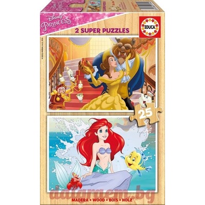 Educa Дървен пъзел educa 17164 - 2 х 25 части - disney princess (edu17164)