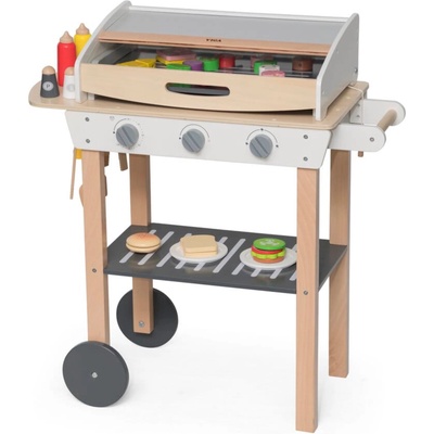Viga Toys Дървен игрален комплект Viga Toys - Градинско барбекю с колела (44565)