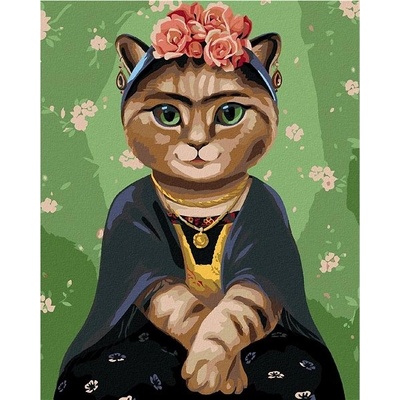 Zuty Malování podle čísel Frida Kahlo jako kočka 80 x 100 cm vypnuté plátno na rám