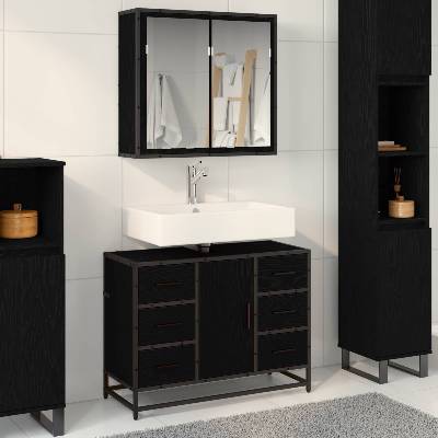 vidaXL Комплект мебели за баня 2 бр. Черния дъб 80 x 33 x 60 см (3402431)