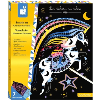 Janod Творчески комплект Janod - Скреч карти с коне и еднорози (J07895)