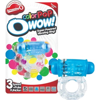 Screaming O Screaming Color Pop - вибрационен пенис пръстен (прозрачно-син)