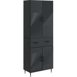vidaXL Комплект шкафове 2 бр. Черно Инженерна дървесина (3416665)
