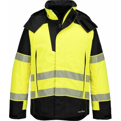 PortWest HI-VIS PW3 MODAFLAME FR606 reflexní nehořlavá voděodolná zimní bunda žluto-černá