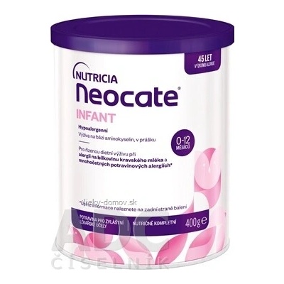 Neocate INFANT výživa pre dojčatá v prášku (od 0-12 mesiacov) hypoalergénna 2x400 g
