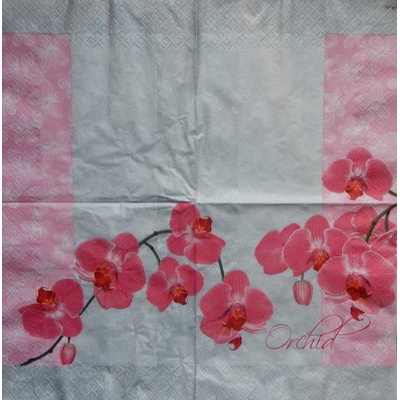 Maki obrúsky Orchidej na stříbrné 33x33cm