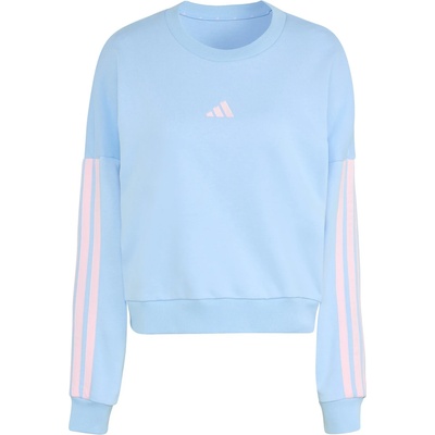Adidas Дамски пуловер Adidas Women's 3-Stripes French-Terry Sweatshirt Jumper - Glow Blue / Clear Pink - размер XXL (117-3746-0116)