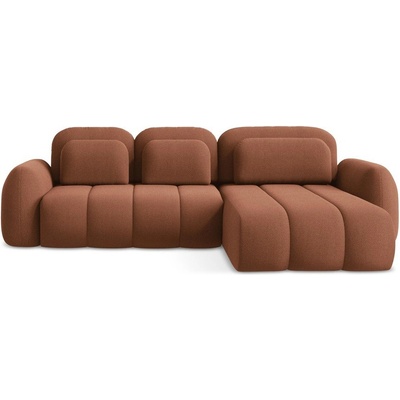 makamii Теракотен разтегателен ъглов диван с място за съхранение от букле (десен ъгъл) Pele - Makamii (PELE_RCF_40_P1_C5)