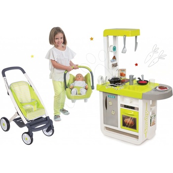 Smoby Set kuchynka elektronická Cherry so zvukmi+ kočík Maxi Cosi & Quinny s autosedačkou 310908-3