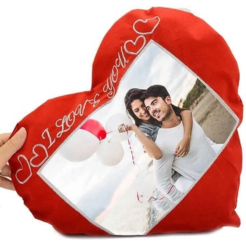 Image 1 of Възглавница сърце I Love You с Ваша снимка