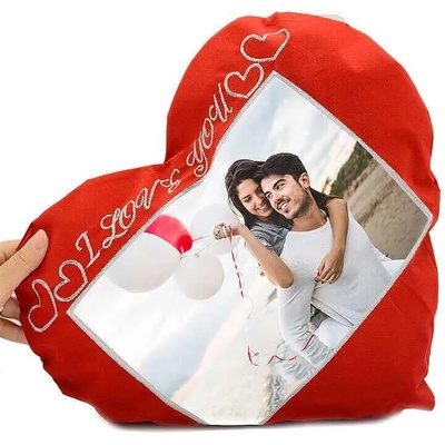 Възглавница сърце I Love You с Ваша снимка
