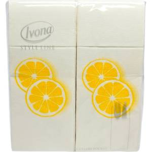  IVONA, салфетки с джоб за прибори Style Line, бели с цитрусов дизайн, 40 бр