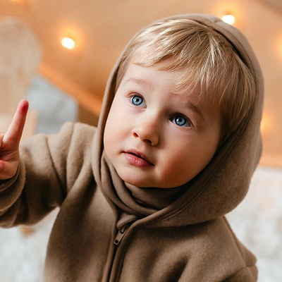 EEVI Dětský nákrčník Merino karamelový