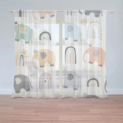 Sablio Záclony Animovaní Slony: 2ks 150x250cm