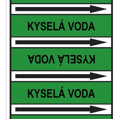 Značení potrubí, kyselá voda, 505 ks, 100 × 60 mm PZ 022957