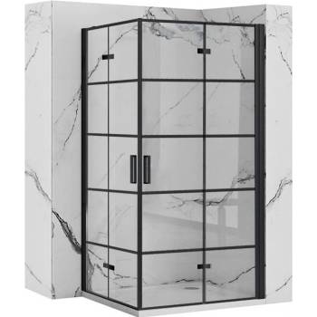 Rea Molier Black Double, sprchový kút so skladacími dverami 100(dvere) x 100(dvere), 6mm číre sklo, čierny profil, KPL-K12013