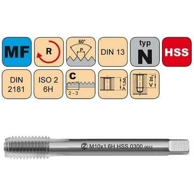 NÁSTROJE CZ Závitník sadový M45x2 III ISO2 HSS DIN 2181 - 0300 - CZZ0300-M45X2-III-ISO2
