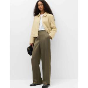 Marks & Spencer Сатенени панталони със прави крачоли и тънки ивици Marks & Spencer зелен Marks & Spencer | Zelen | ЖЕНИ | 14 REG