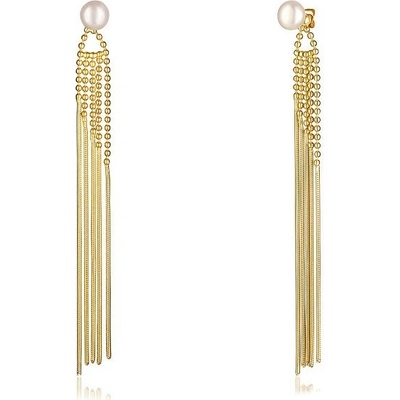 JwL Luxury Pearls Dlhé pozlátené náušnice s pravými perlami JL0654