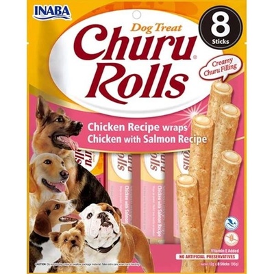 Inaba Churu Rolls dog snack kuře a losos 8 x 12 g