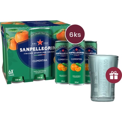 Sanpellegrino Clementina (mandarinka) plech 0,33l - 6 ks + dárek