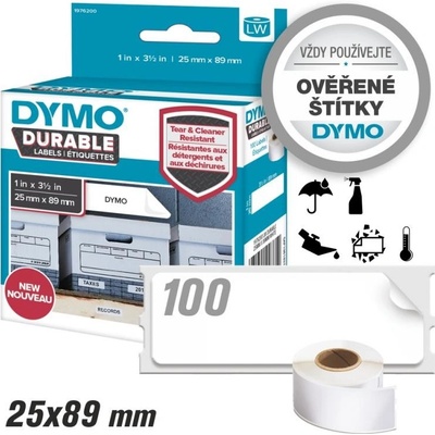 Dymo 89mm x 25mm, bílé, 100 ks, 1976200