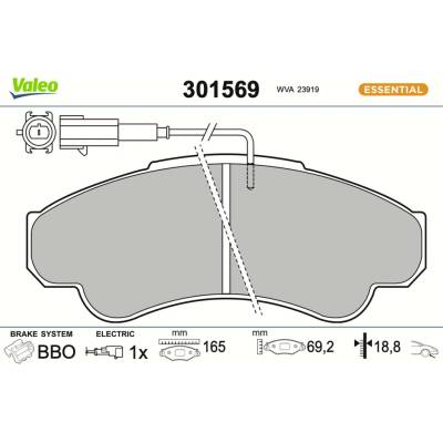 VALEO Sada brzdových platničiek kotúčovej brzdy 301569