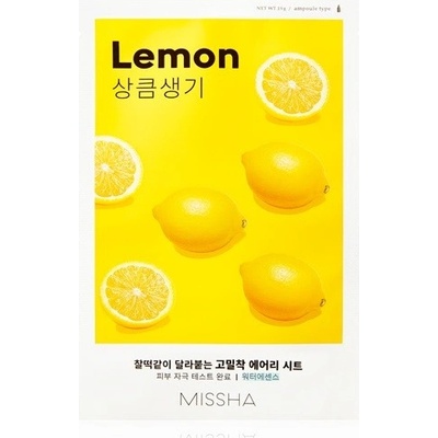 Missha Airy Fit Lemon plátenná maska pre rozjasnenie pleti 19 g