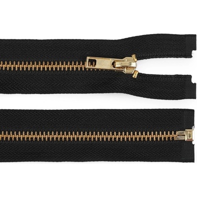 Kovový / mosazný zip šíře 6 mm délka 65 cm - 322 černá
