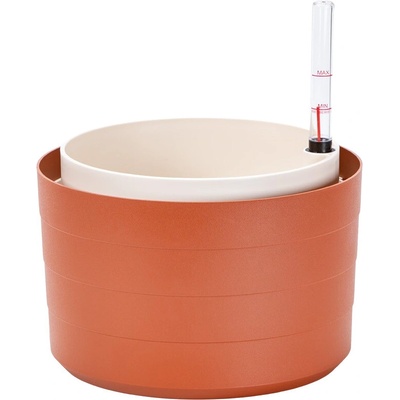 Plastia Samozavlažovací květináč Berberis 26 cm, terakota a slonová kost