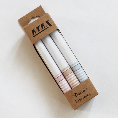 Ëtex Dámské látkové kapesníky v malé krabičce - 3 kusy L40-2