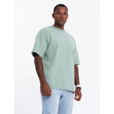 Ombre loose fit cotton t-shirt with round neckline mint khaki