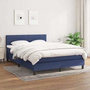 vidaXL Боксспринг легло с матрак, синьо, 140x190 см, плат (3140135)