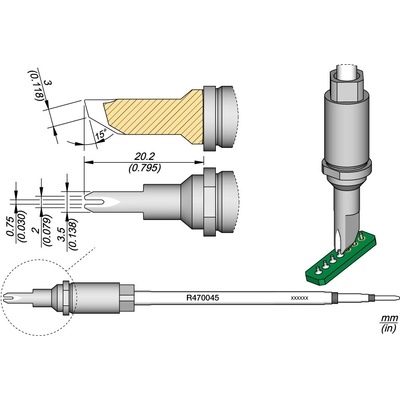 JBC R470045 – hrot pro tažené pájení s drážkou 0,75 mm S2