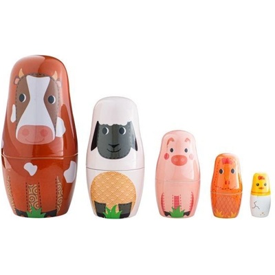 Bigjigs Toys - Дървени матрьошки - Животните от фермата