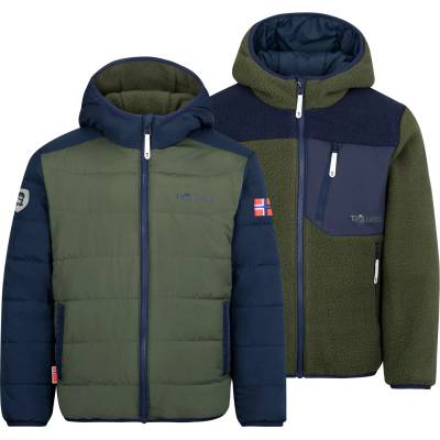 TROLLKIDS Детско поларено яке Trollkids Kid's Sandvika Turnover Jacket Fleece jacket - Ivy / Navy - размер 140 (EU) (703-4007-0217)