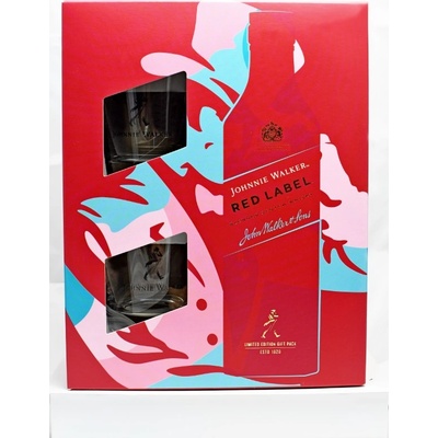 Johnnie Walker Red Label с две ниски чаши - бленд шотландско уиски 700ml 700 ml