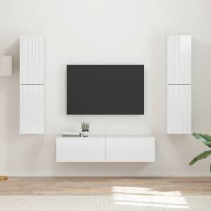 vidaXL Комплект ТВ шкаф 6 бр. Лъскаво бяло Инженерна дървесина (3409127)