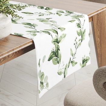 Biante bavlna behúň Sandra SA-422 Zelené listy na bielom 45x180 cm