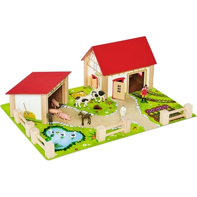 Eichhorn Игрален комплект Eichhorn - Дървена ферма, 20 части (100004309)