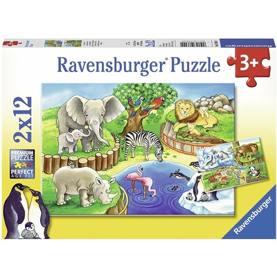 Ravensburger - Puzzle 2x12 Animals In The Zoo - 1 - 39 piese