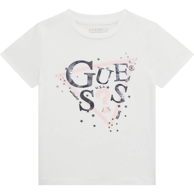 Guess Тениска с къс ръкав Guess - С щампа на букви, бяла, 12 м (20251-K5RI00-K6YW4-G011-12M)