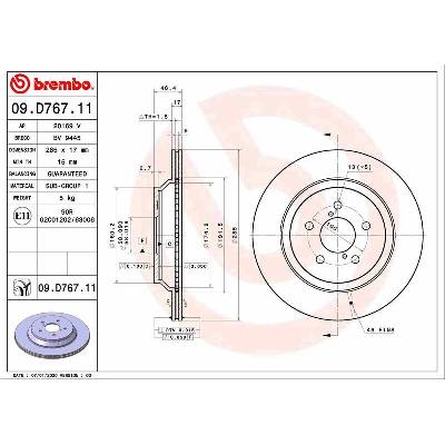 BREMBO Brzdový kotúč 09.D767.11